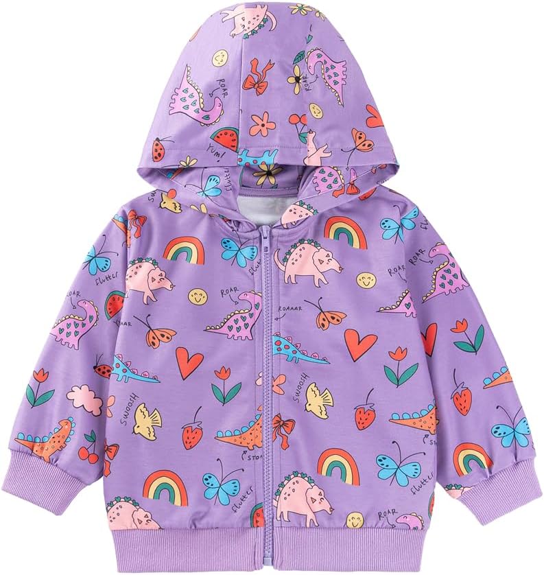 Thumbnail 4 de Girls Zip Up Hoodie for Toddler - Lightweight Cotton Sweatshirt