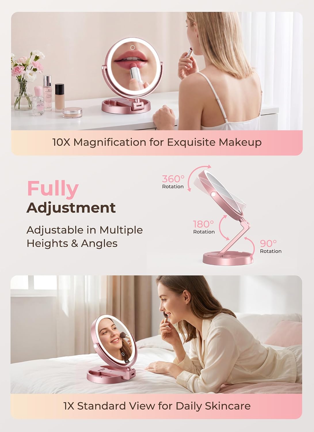 Detalle 2 de Lighted Makeup Mirror with 1X/10X Magnification
