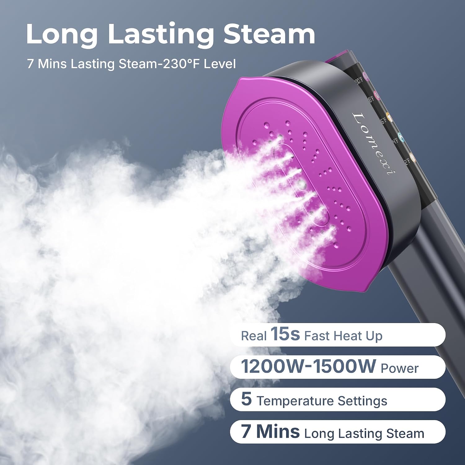 Thumbnail 6 de Lomexi LXCS-scr-001-DA 2-in-1 Garment Steamer and Iron, 5 Settings