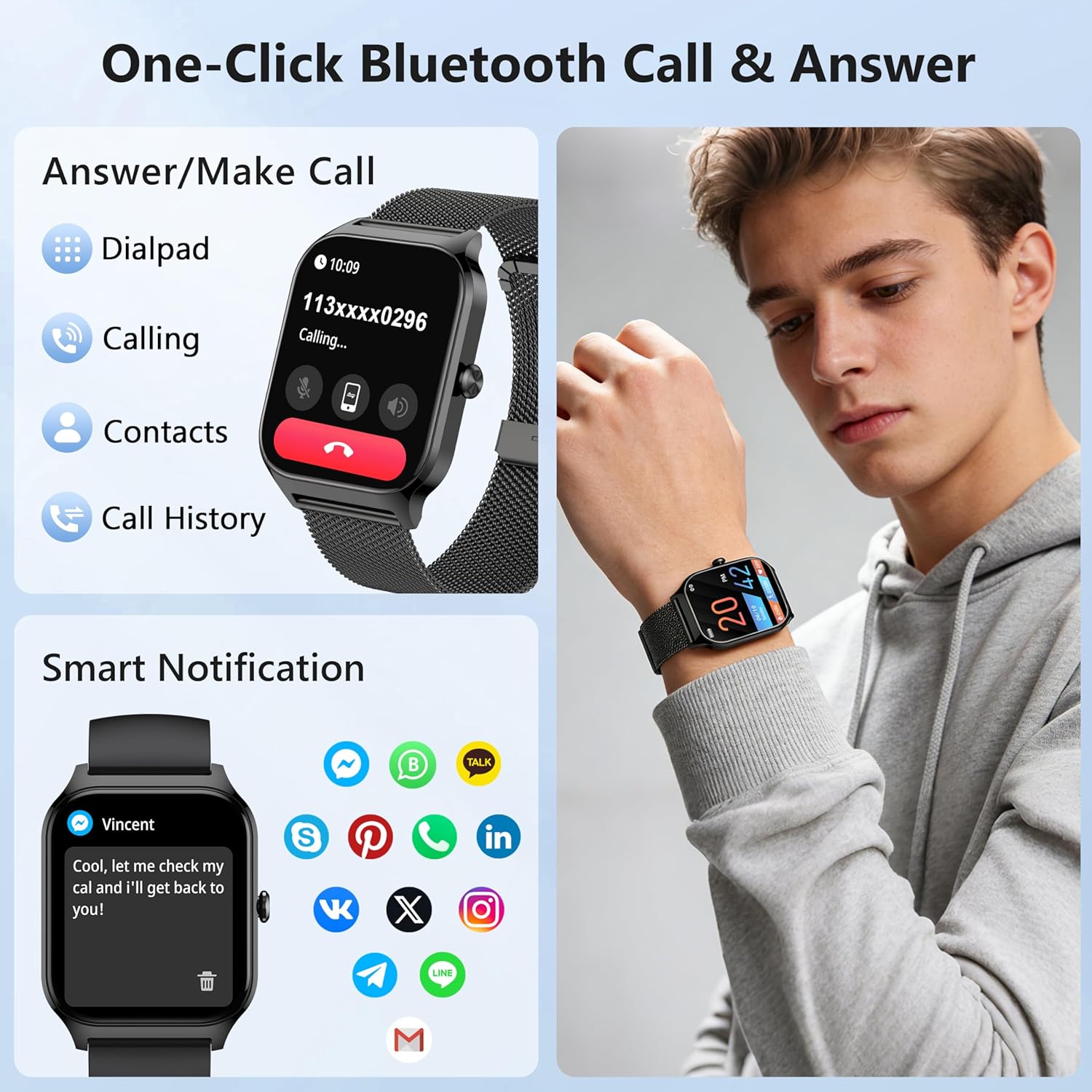 Thumbnail 2 de Smart Watch 1.85-inch Fitness Tracker for Android & iPhone