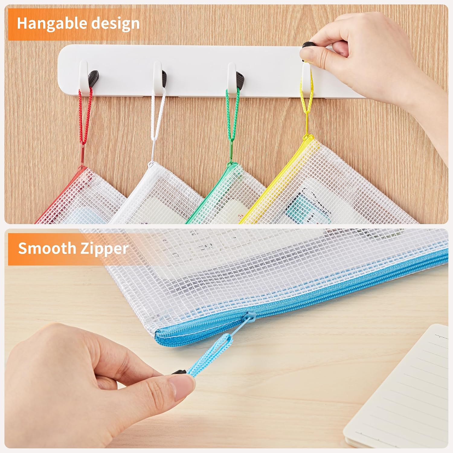 Detalle 2 de JARLINK OP721C30 A4 Zipper Pouches, 30-Pack, 10 Colors, Water-Resistant PVC