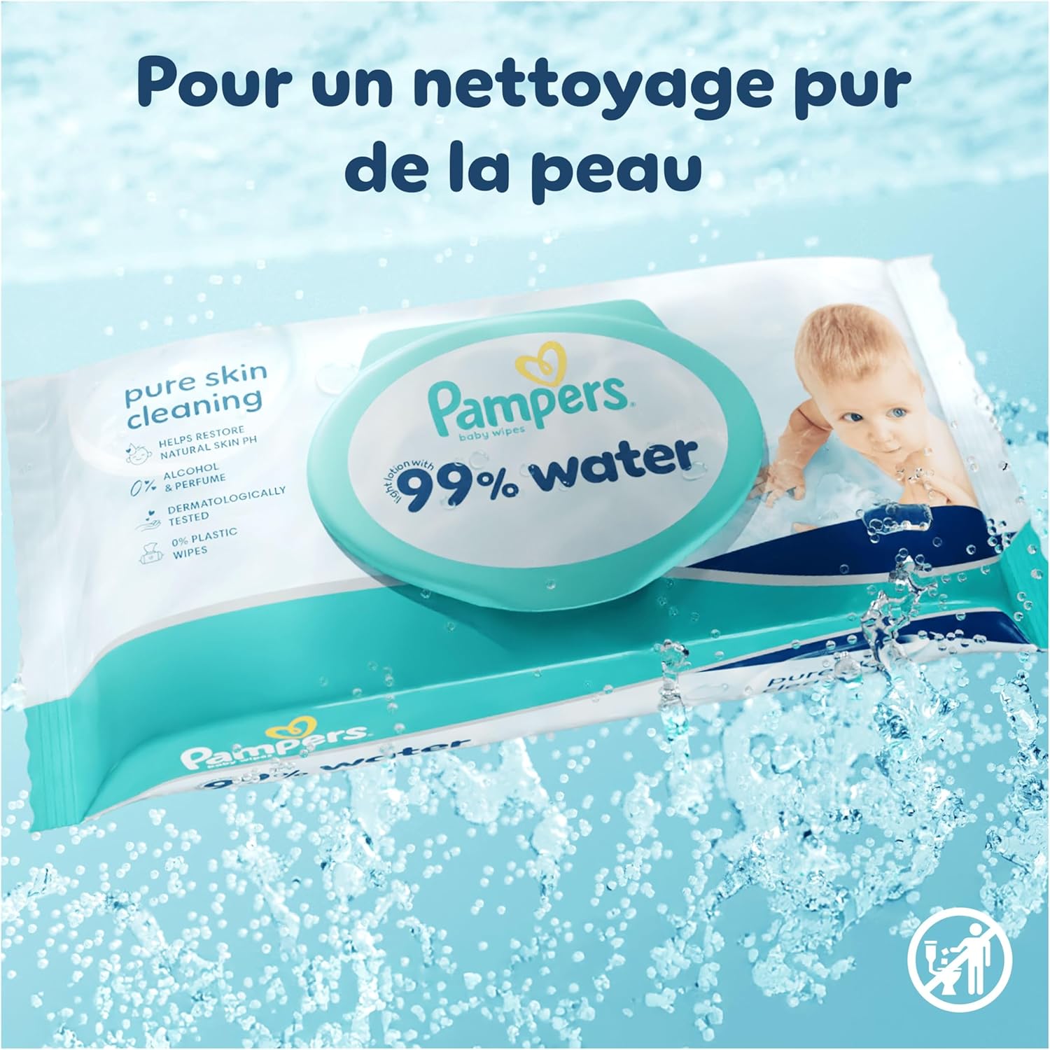Thumbnail 1 de Lingettes bébé Pampers 99% d’eau – 18 paquets de 60 lingettes (1080 lingettes)