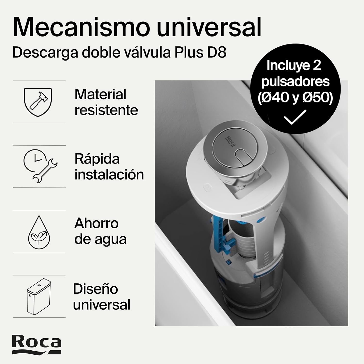 Thumbnail 1 de Roca A822505500 Mecanismo de doble descarga PLUS