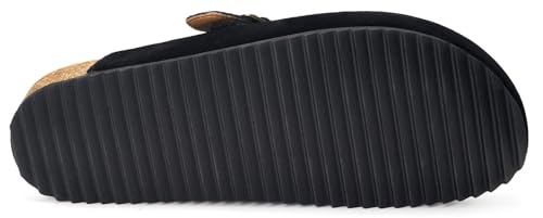 Detalle de Dokela Cuir Sabots Homme Mules Femme Chaussons avec Liège, Noir, 48