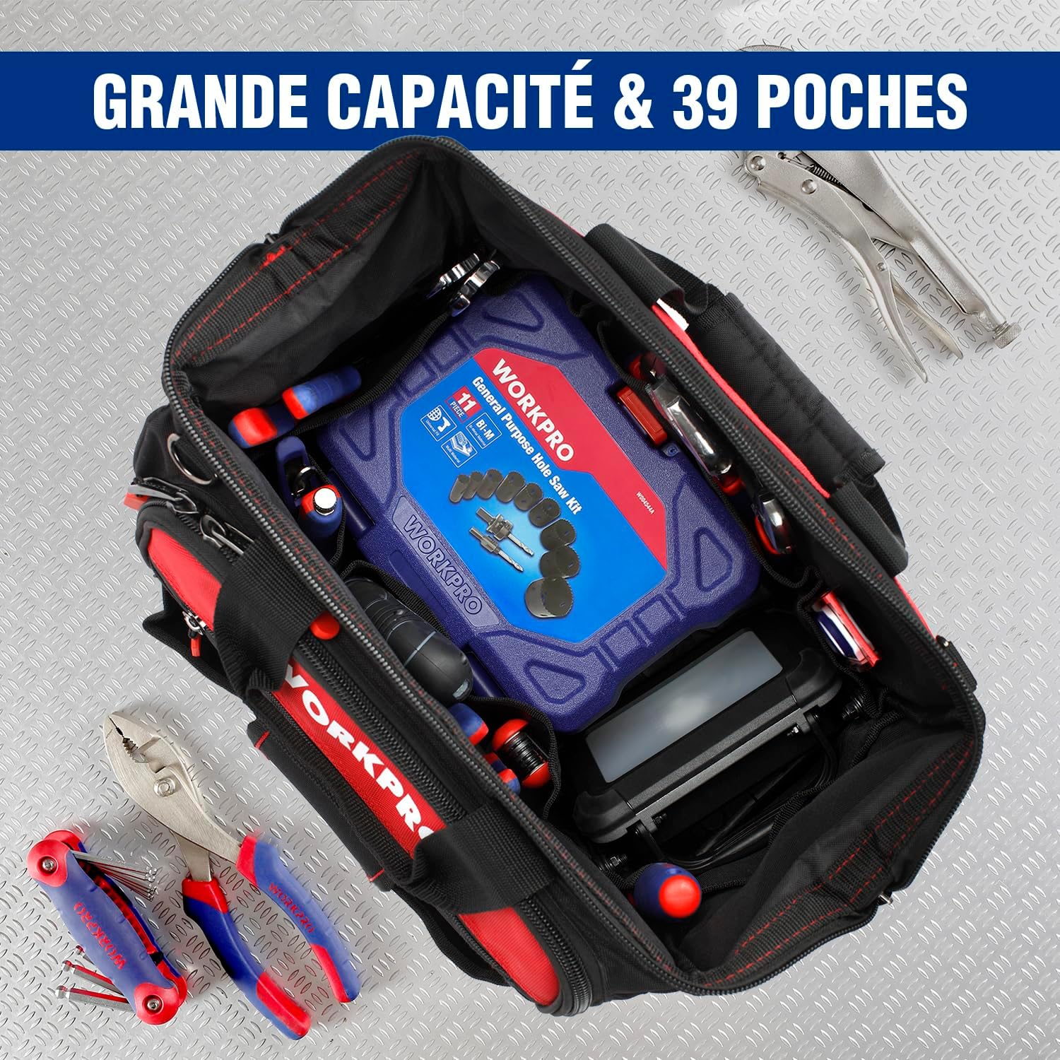 Thumbnail 5 de WORKPRO Sac à outil 39 poches 42 x 25 x 34 cm
