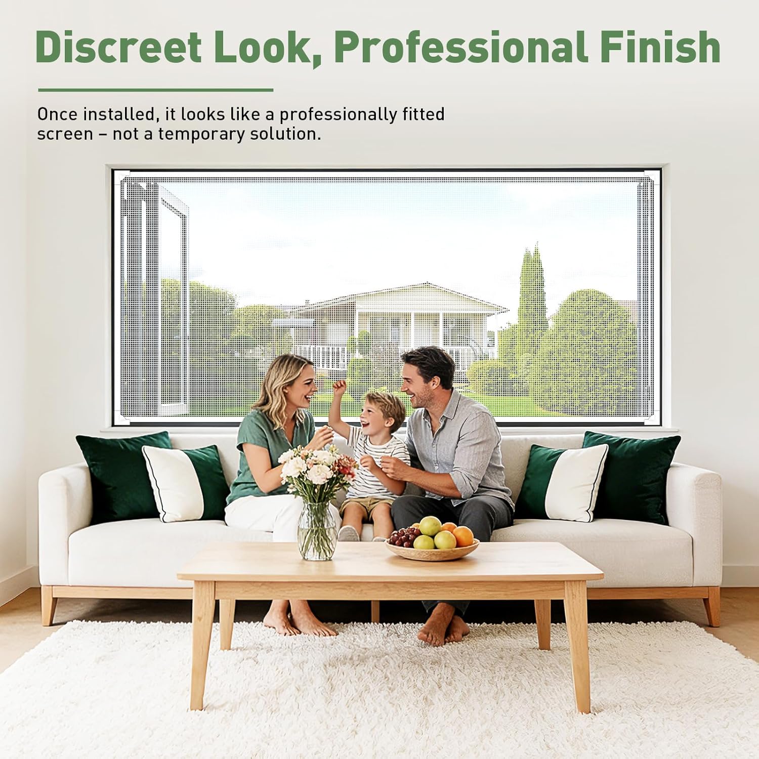 Thumbnail 6 de OWYR Magnetic Fly Screens for Windows (Fit Max 151x180cm) – Adjustable DIY Magnetic Strip Insect Net, White Frame