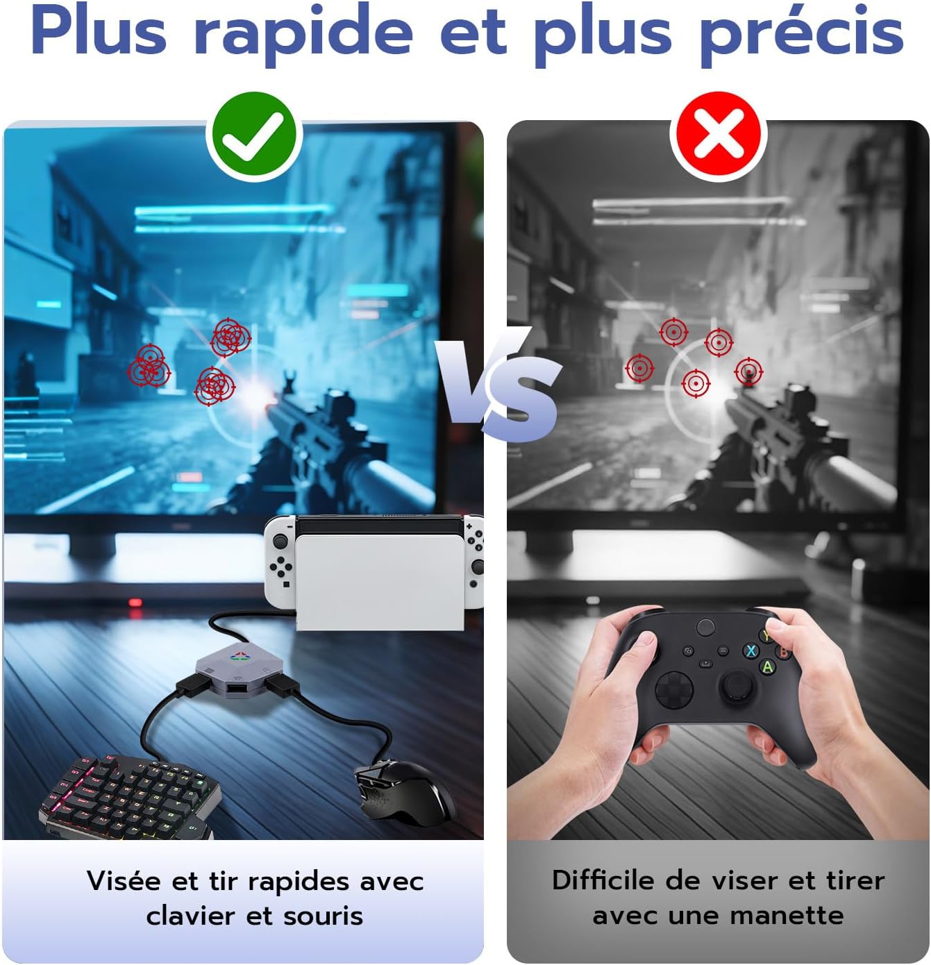 Thumbnail 6 de Wigearss adaptateur convertisseur clavier/souris USB avec port Type-C et LED pour Nintendo Switch, PS3/PS4, Xbox One/S/X et Xbox Series