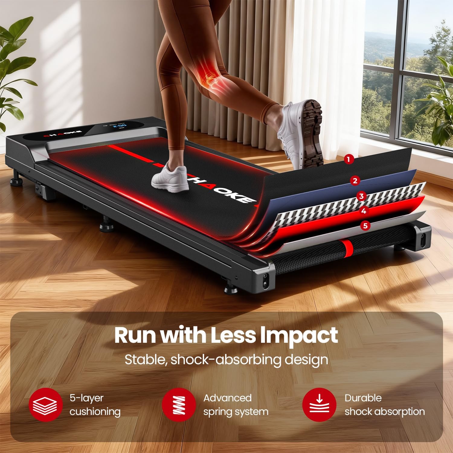 Detalle de CHAOKE Walking Pad Treadmill with 10% Incline, 6.2 MPH and 12 HIIT Programs
