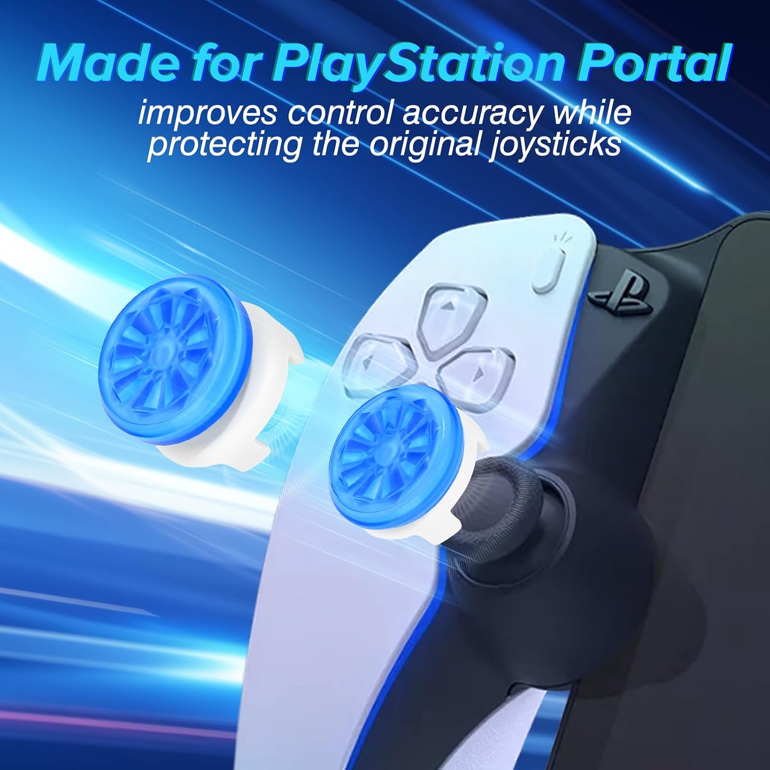 Detalle de DLseego Thumb Grips for PlayStation Portal Remote Player – Silicone Mid/High-Rise, Anti-Slip (Blue)