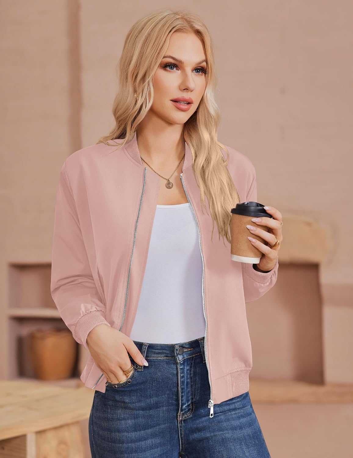 Thumbnail 1 de Zeagoo Bomberjacke Damen Kurz Blouson