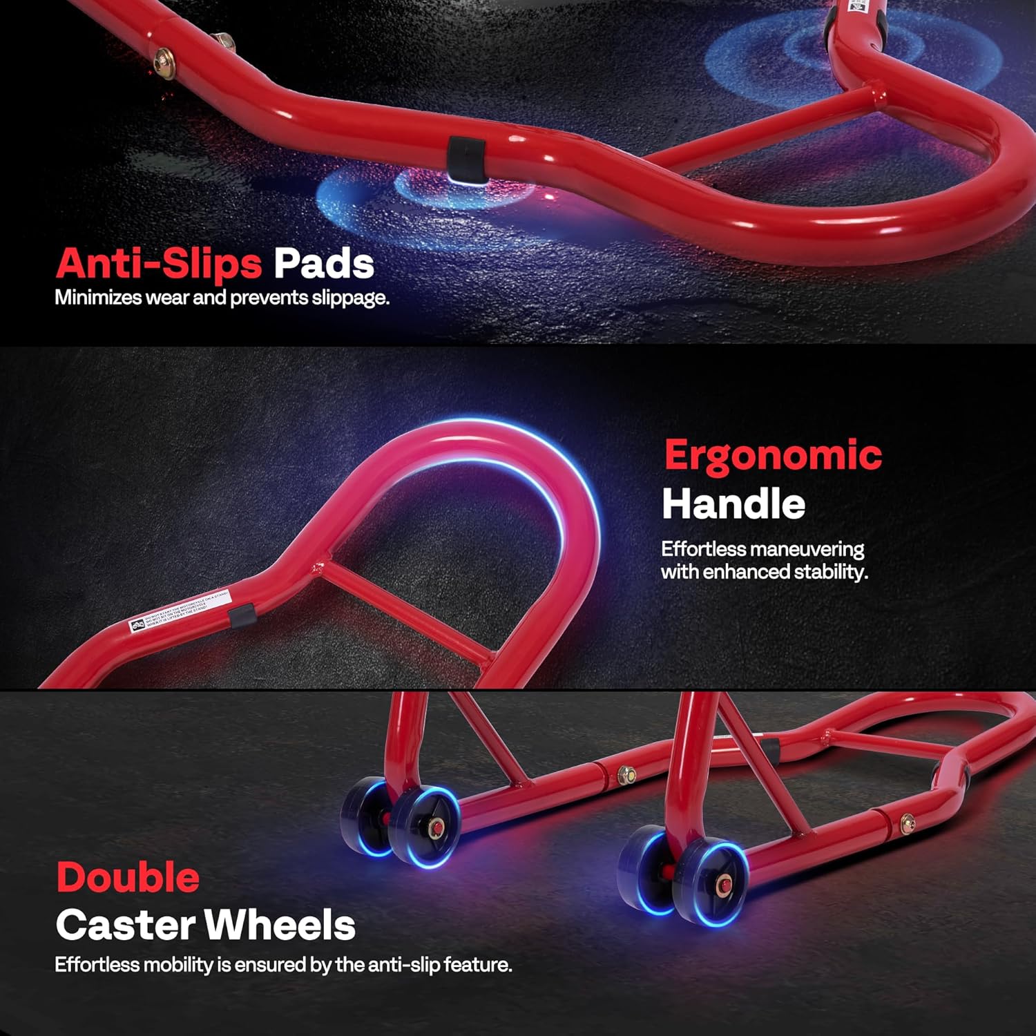 Detalle de SPECSTAR Motorcycle Paddock Stand 200kg Capacity – Rear Wheel Lift with Adjustable U & L Fork Heads