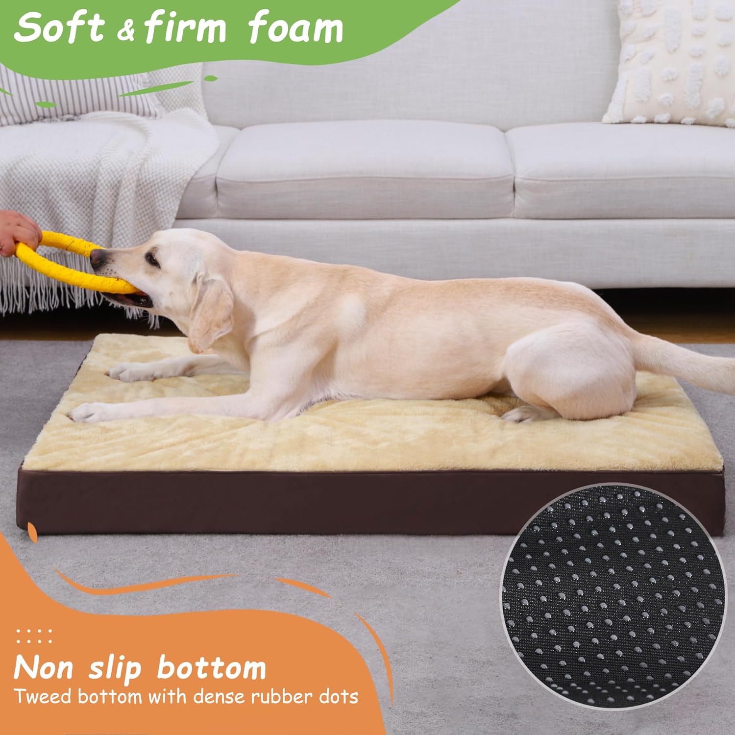 Thumbnail 5 de KSIIA Orthopedic Dog Bed – Medium Washable Crate Bed, 73x45x7cm (Light Tan)