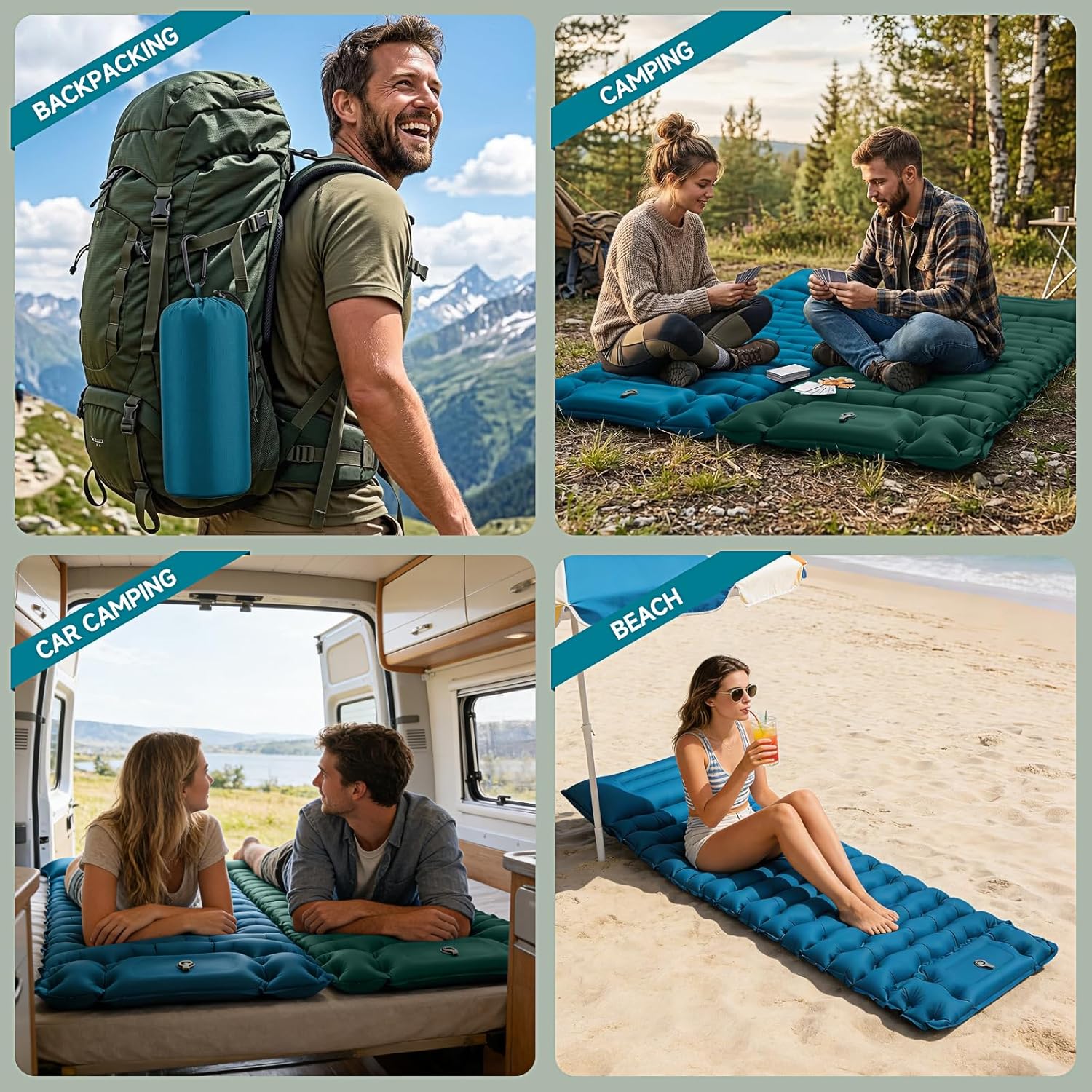 Thumbnail 6 de FORRINX Camping Sleeping Pad Self Inflating 9.5cm Thick – Ultra-Wide, Built-in Pump, Waterproof Air Mattress