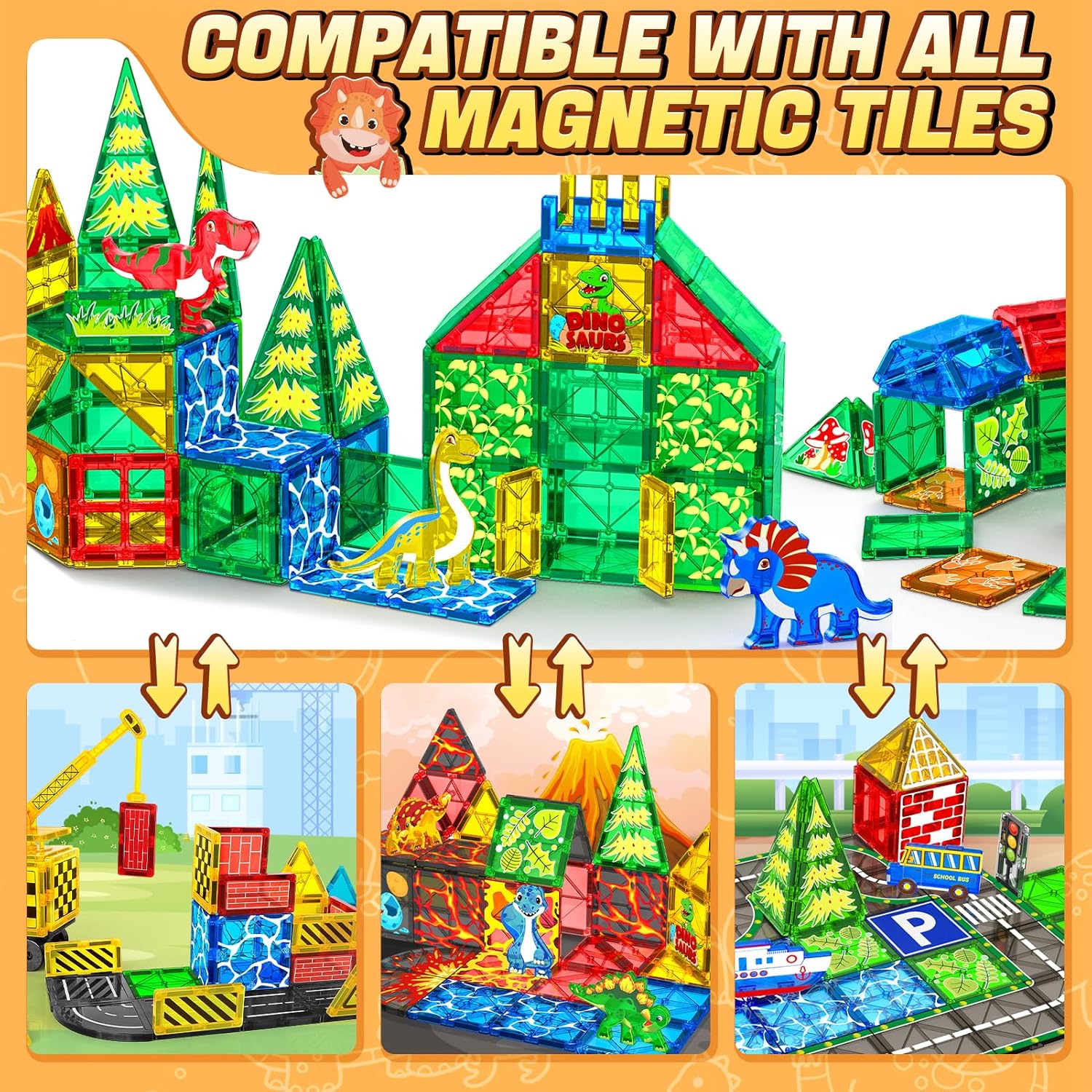 Thumbnail 6 de Magnetic Tiles Dinosaur World 3+ magnetic blocks 🧩