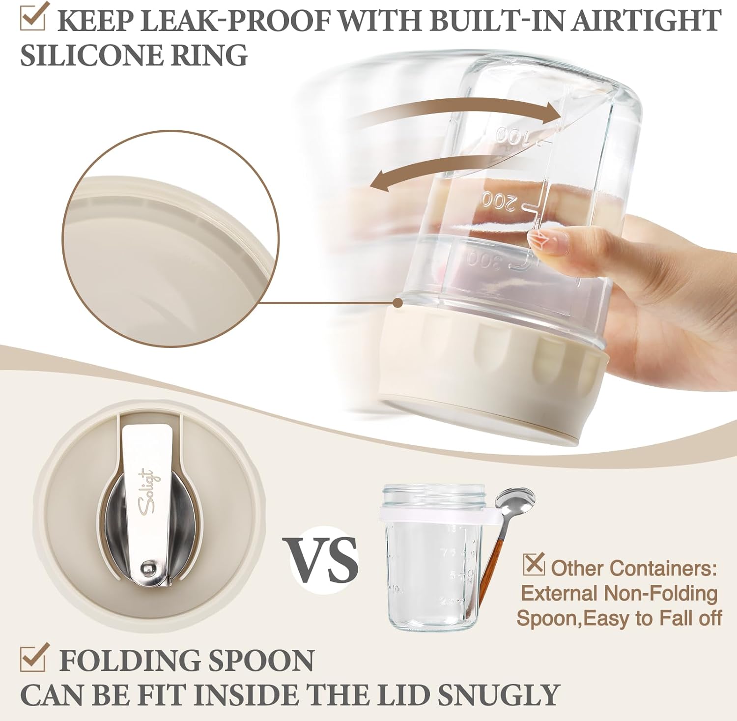 Detalle 2 de SOLIGT Overnight Oats Jars 16oz