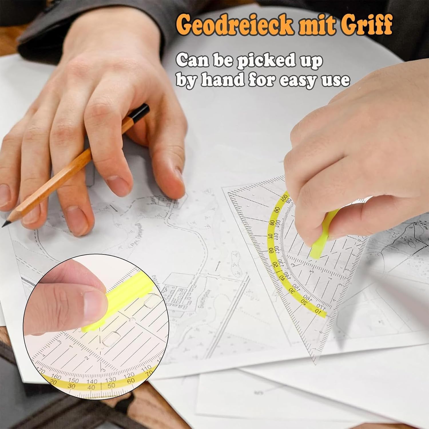 Detalle de ROMINVIC Geodreieck und Lineal – robustes Geodreieck mit Griff, 15/20 cm Kabellineal, klare Skalen