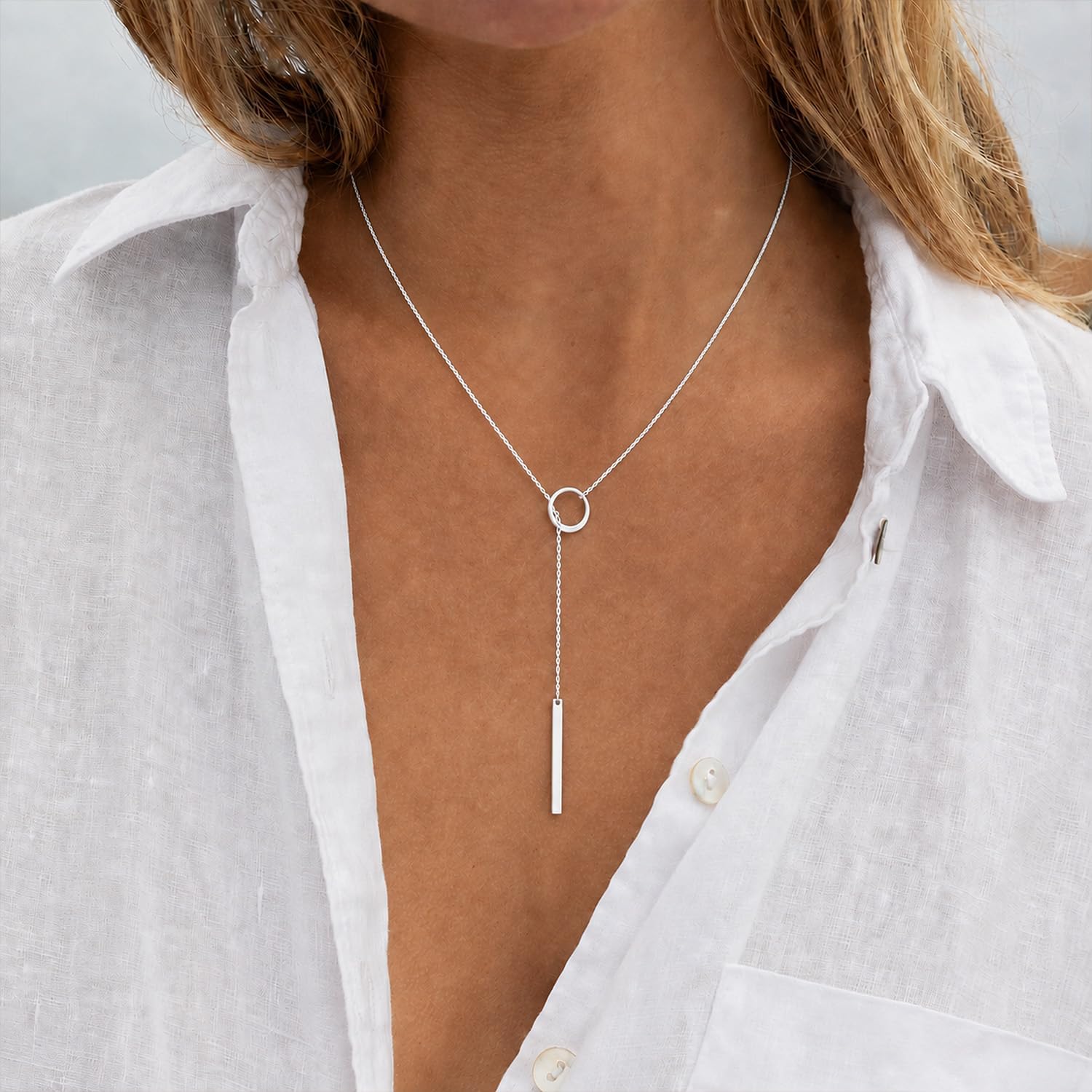 Detalle de Patwes Lariat Necklace, 14K Gold Plated