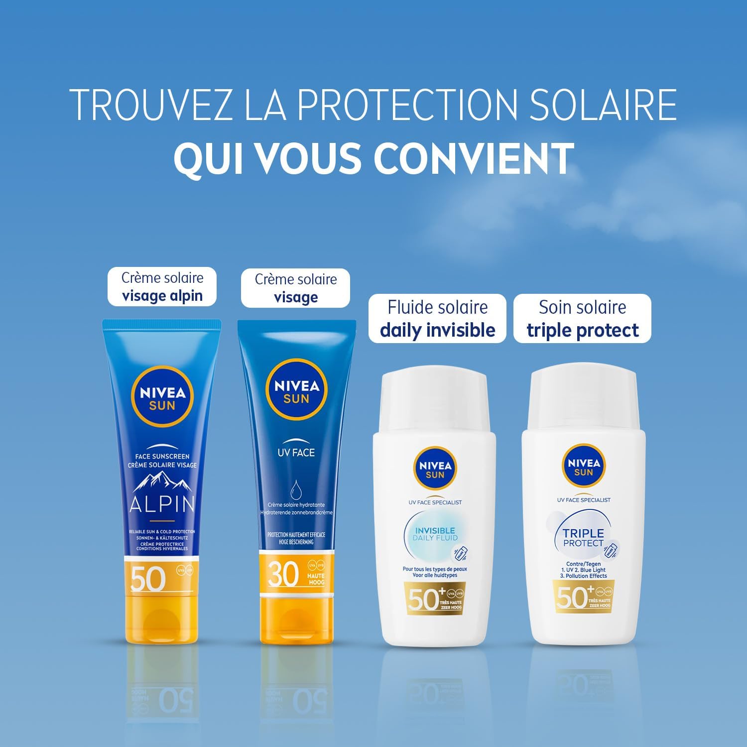 Detalle de NIVEA SUN Fluide Teinté UV Quotidien FPS 50+ – visage hydratant et unificateur (Medium, 40 ml)