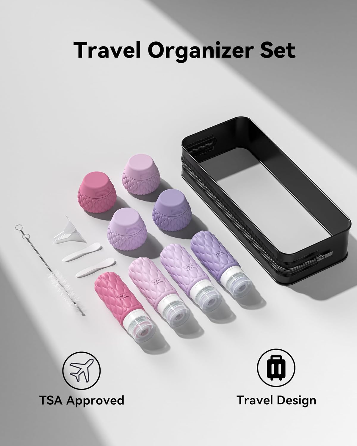 Thumbnail 6 de 8 Pack Silicone Travel Bottles for Toiletries with Labels and Clear Bag – Leakproof, TSA-Approved Travel Containers