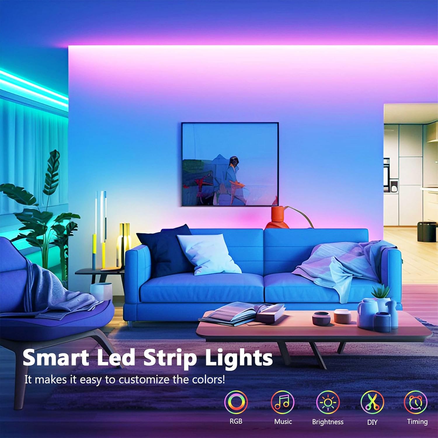 Thumbnail 2 de LED Strip 5m Bluetooth RGB – Selbstklebend, Musik-Synchronisation, App & Fernbedienung
