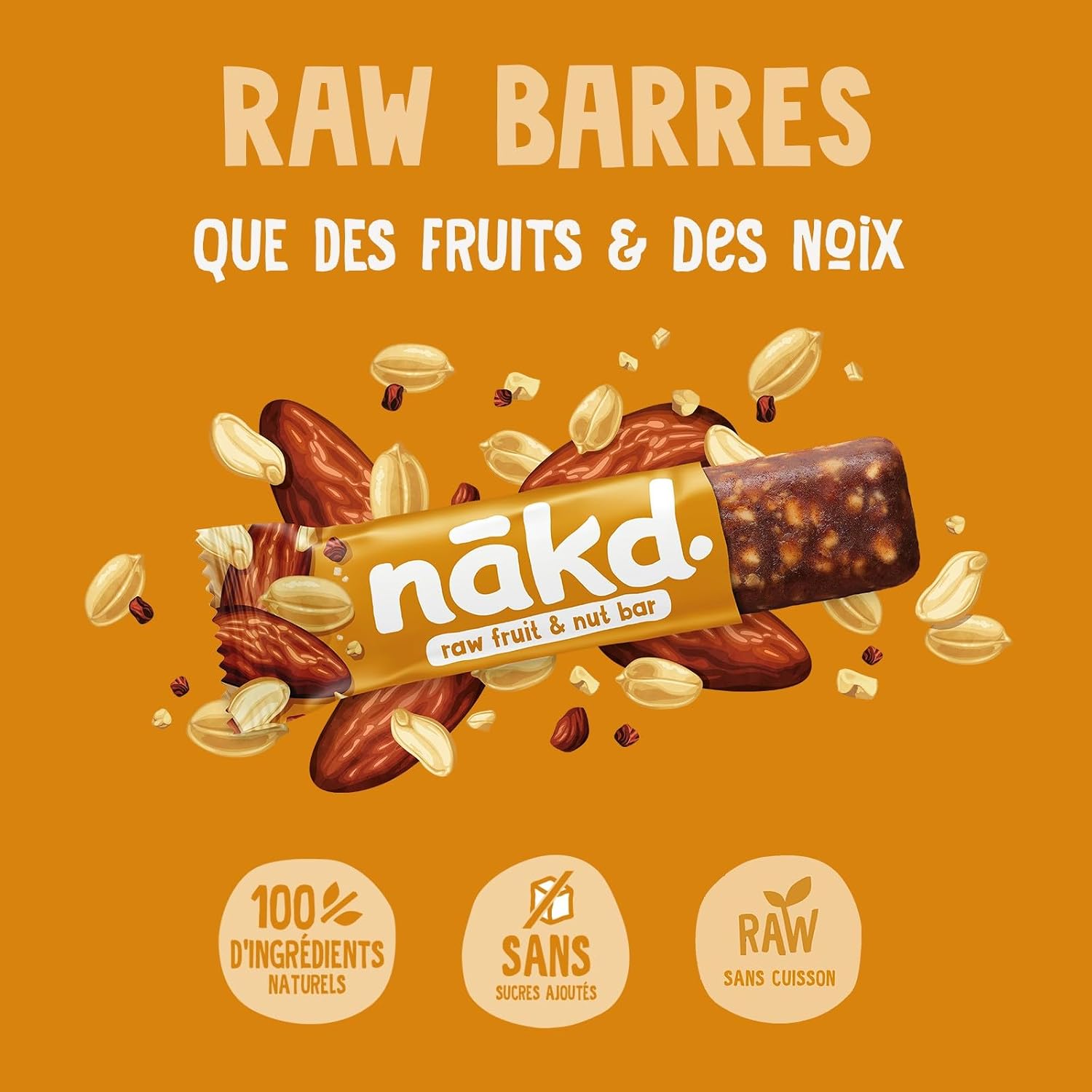 Thumbnail 3 de Nākd. Cacahuètes — Barres raw de fruits et noix 100% ingrédients naturels, vegan