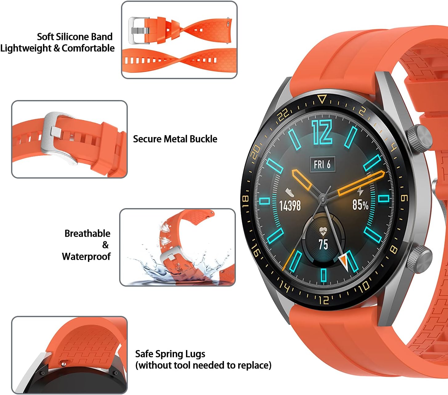 Thumbnail 2 de Silikon-Armband (22 mm) kompatibel mit Huawei/Honor Uhrmodellen – robust, wasserdicht & einfach zu wechseln