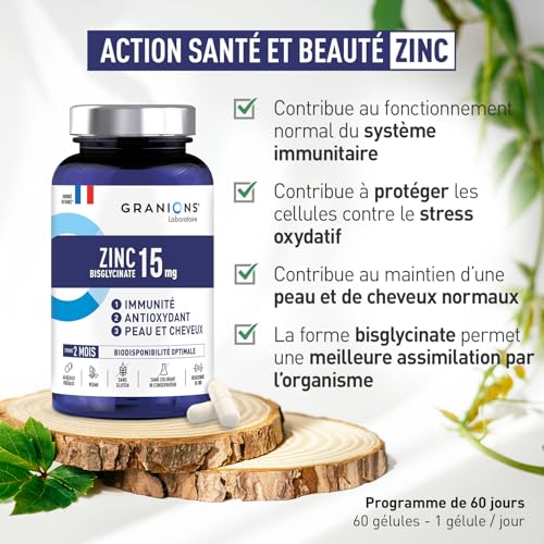 Detalle 2 de Granions Zinc Bisglycinate – Immunité et Antioxydant, 60 gélules