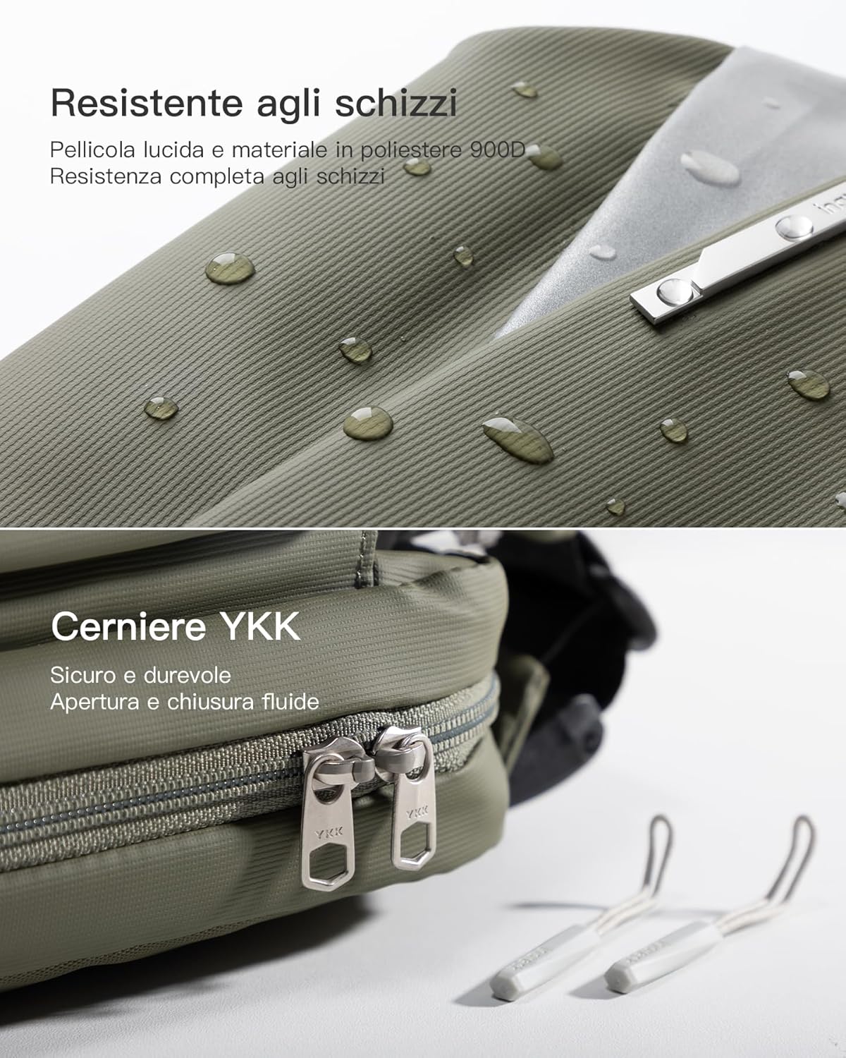 Detalle de Inateck Sling Bag X – borsa a tracolla multiuso resistente agli spruzzi, 34 x 15 x 8 cm