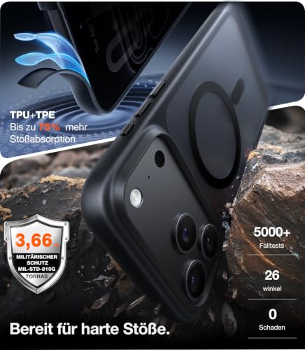 Detalle de TORRAS Guardian-Mag für iPhone 18 Pro Hülle – Schwarz