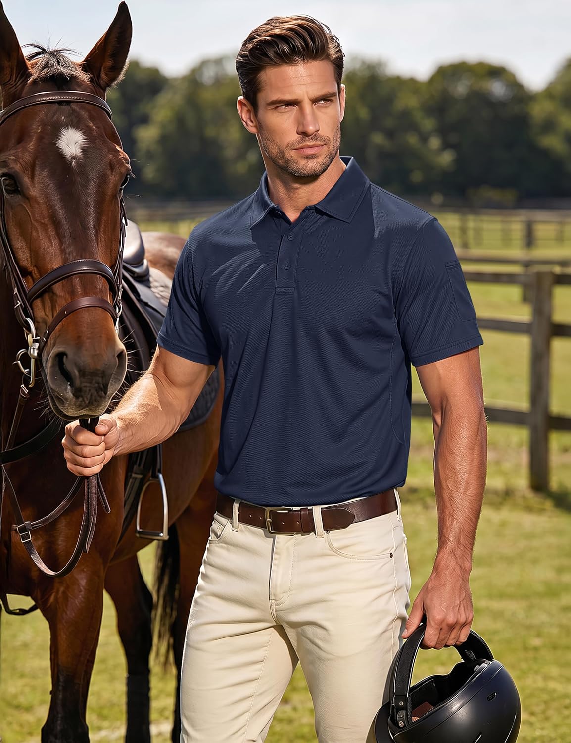 Detalle de MAGCOMSEN Men's Polo Shirt Quick Dry Performance Short Sleeve Tactical Shirt