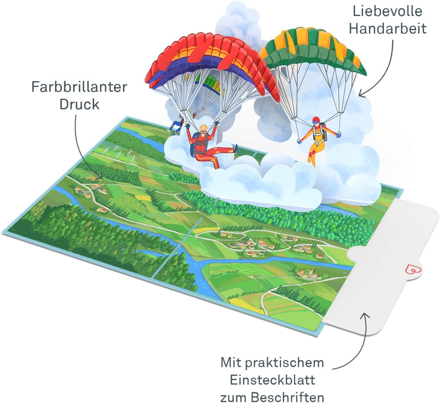 Thumbnail 1 de papercrush Carte pop-up parachutiste 3D pour anniversaire – carte d’homme avec figurine