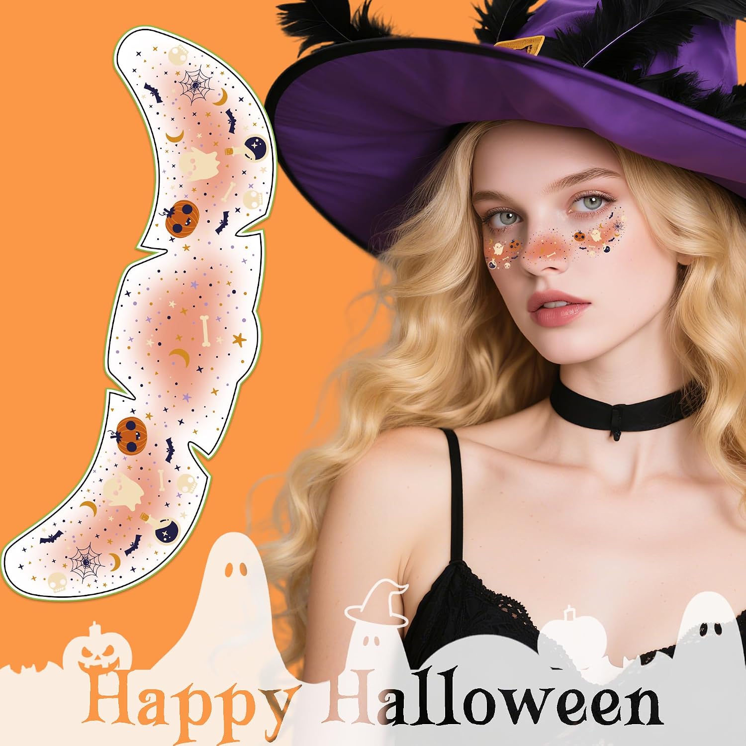 Detalle 1 de Halloween Face Tattoos 9-Pack