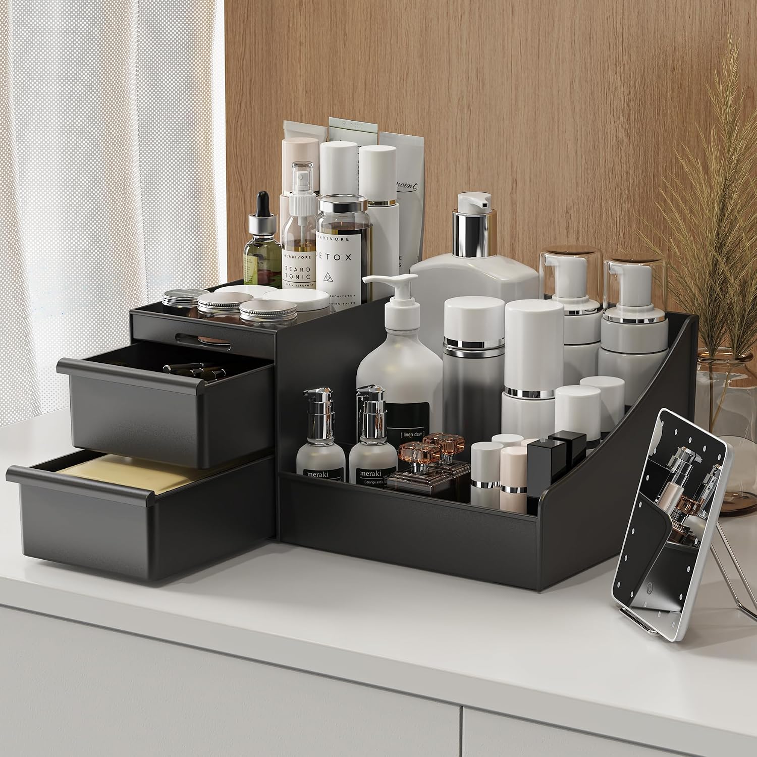 Thumbnail 1 de DancesCat Make Up Kosmetik Organizer mit Schubladen – Große schwarze Aufbewahrungsbox für Schminktisch