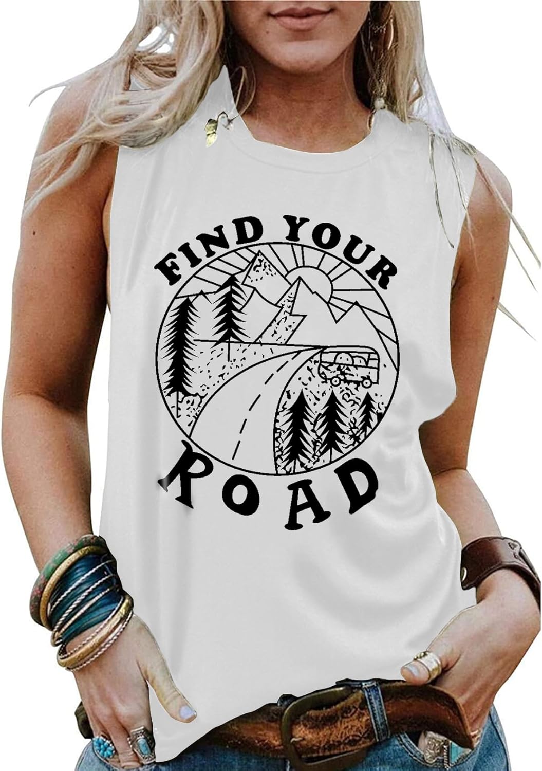 Thumbnail 6 de Cuptacc Damen Tank Top Rundhals – Sommer-Tops mit Druck, ärmellosem Design