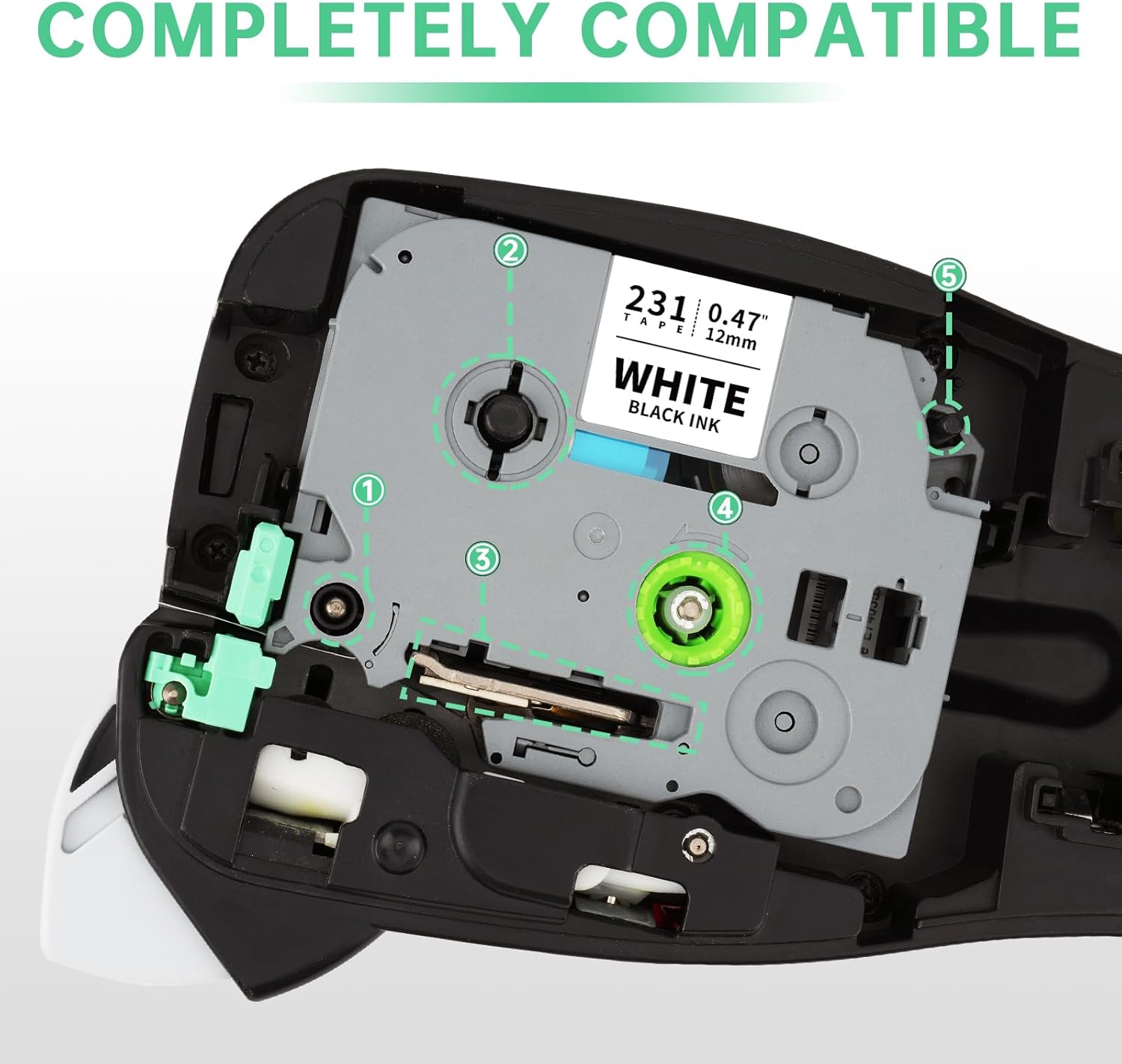 Thumbnail 2 de UniPlus TZe-231 kompatibles 12-mm-Etikettenband (TZe231) Schwarz auf Weiß für Brother P-touch – 4er-Pack