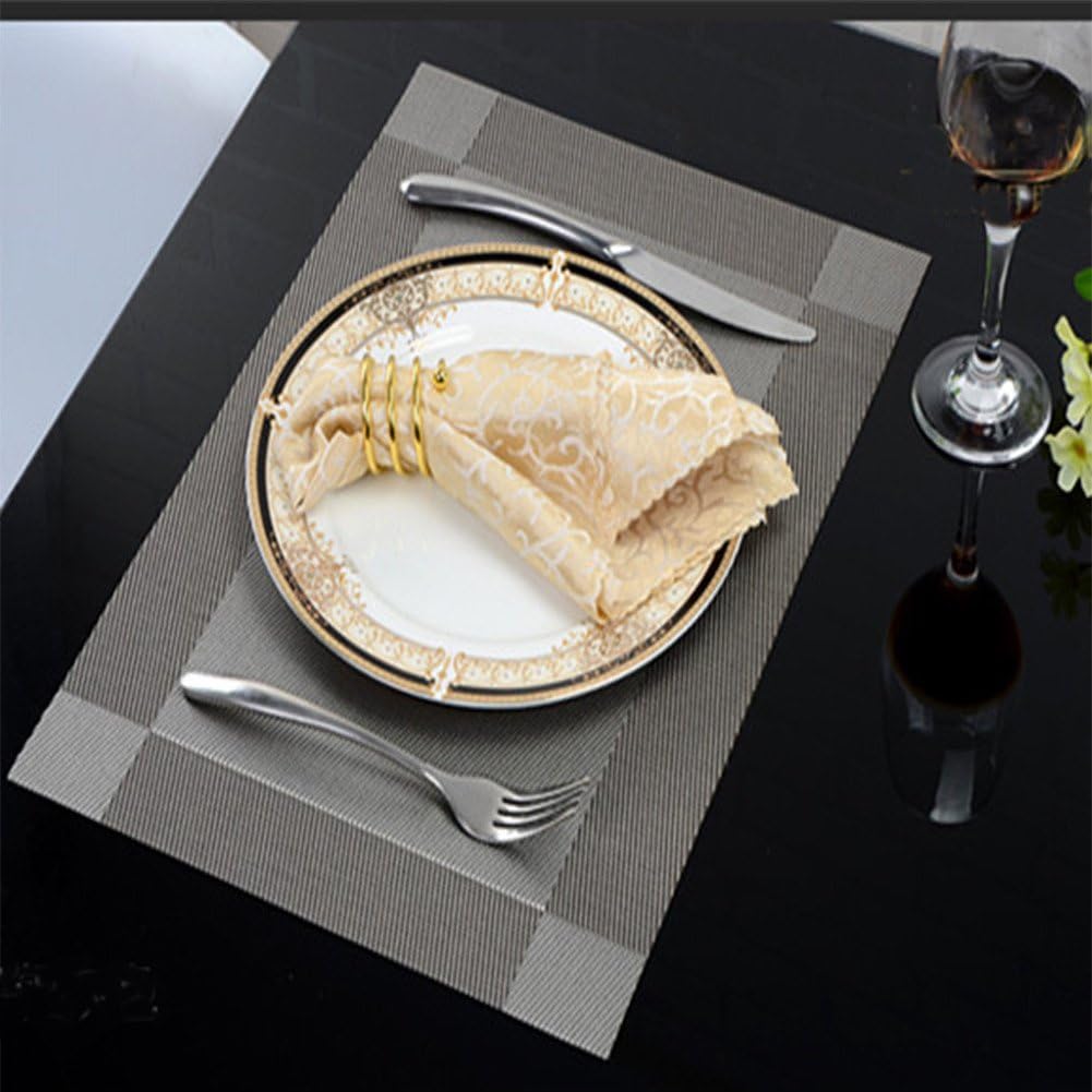 Detalle de Fontic 6er Set Platzsets 30x45 cm – rutschfest, abwaschbar und hitzebeständig aus PVC