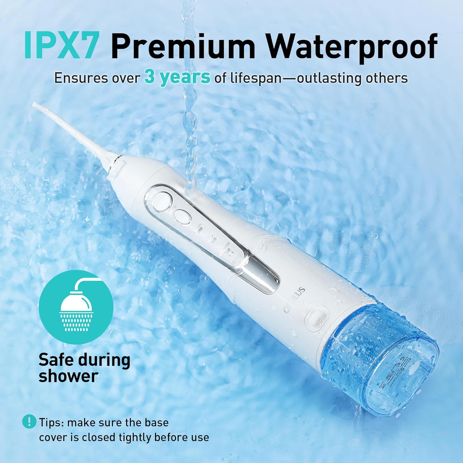 Thumbnail 3 de COSLUS Rechargeable Portable Water Flosser (300ml) with IPX7, 5 Tips