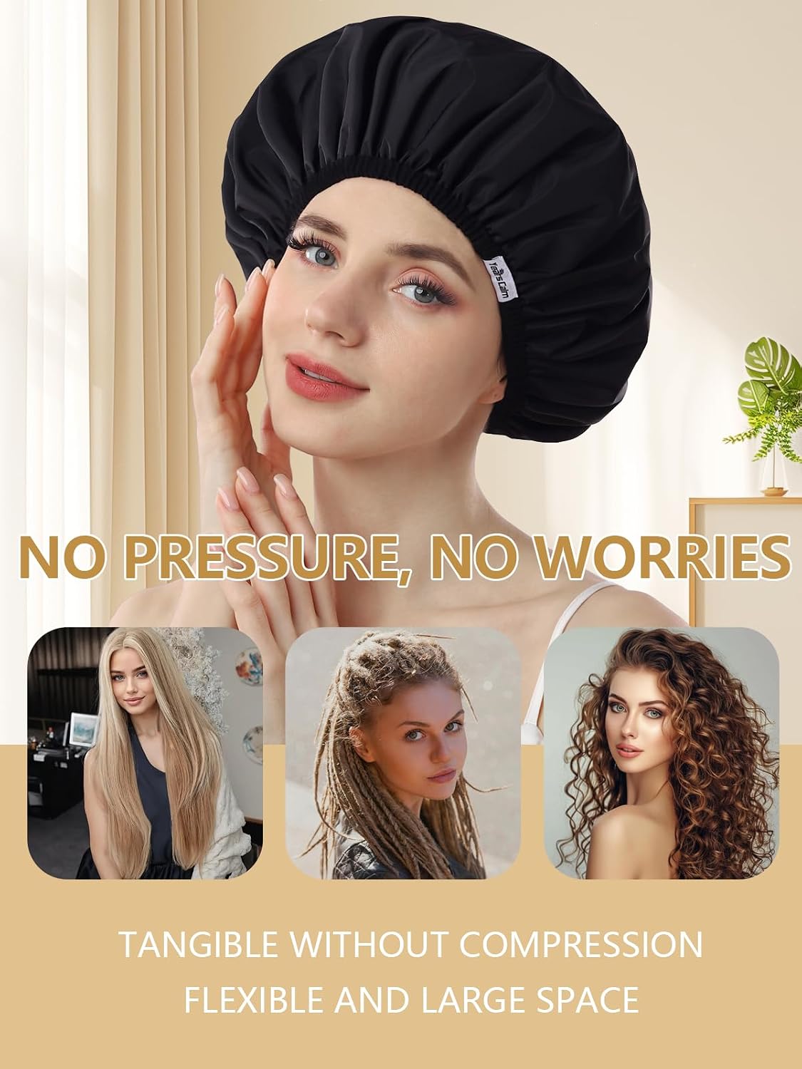Thumbnail 6 de Years Calm Extra Large Reusable Shower Cap, Waterproof Dual-Sided Design