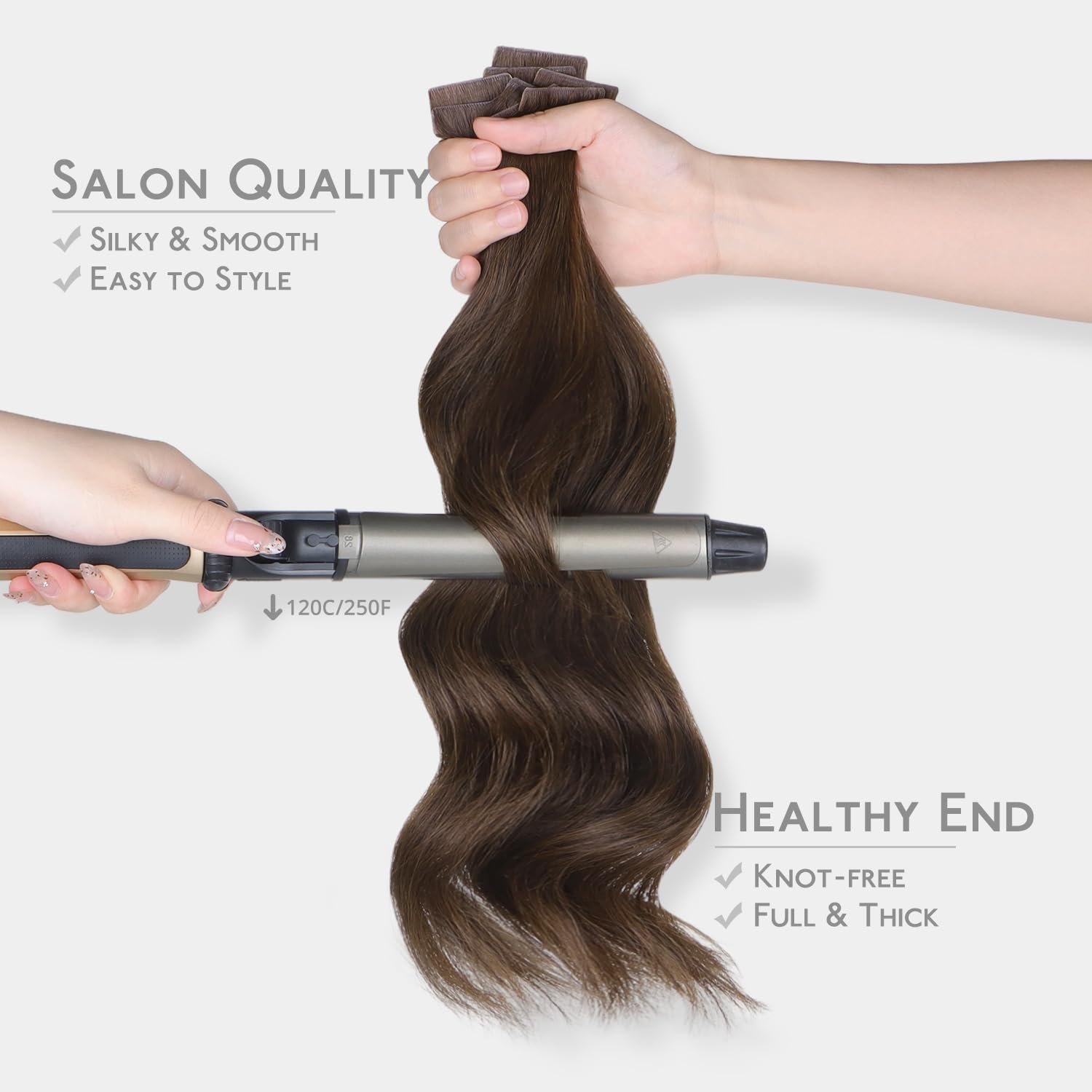 Thumbnail 5 de WENNALIFE Invisi Edge Tape-In Human Hair Extensions (Chocolate Brown) — 20 Inch, 50g, 20pcs