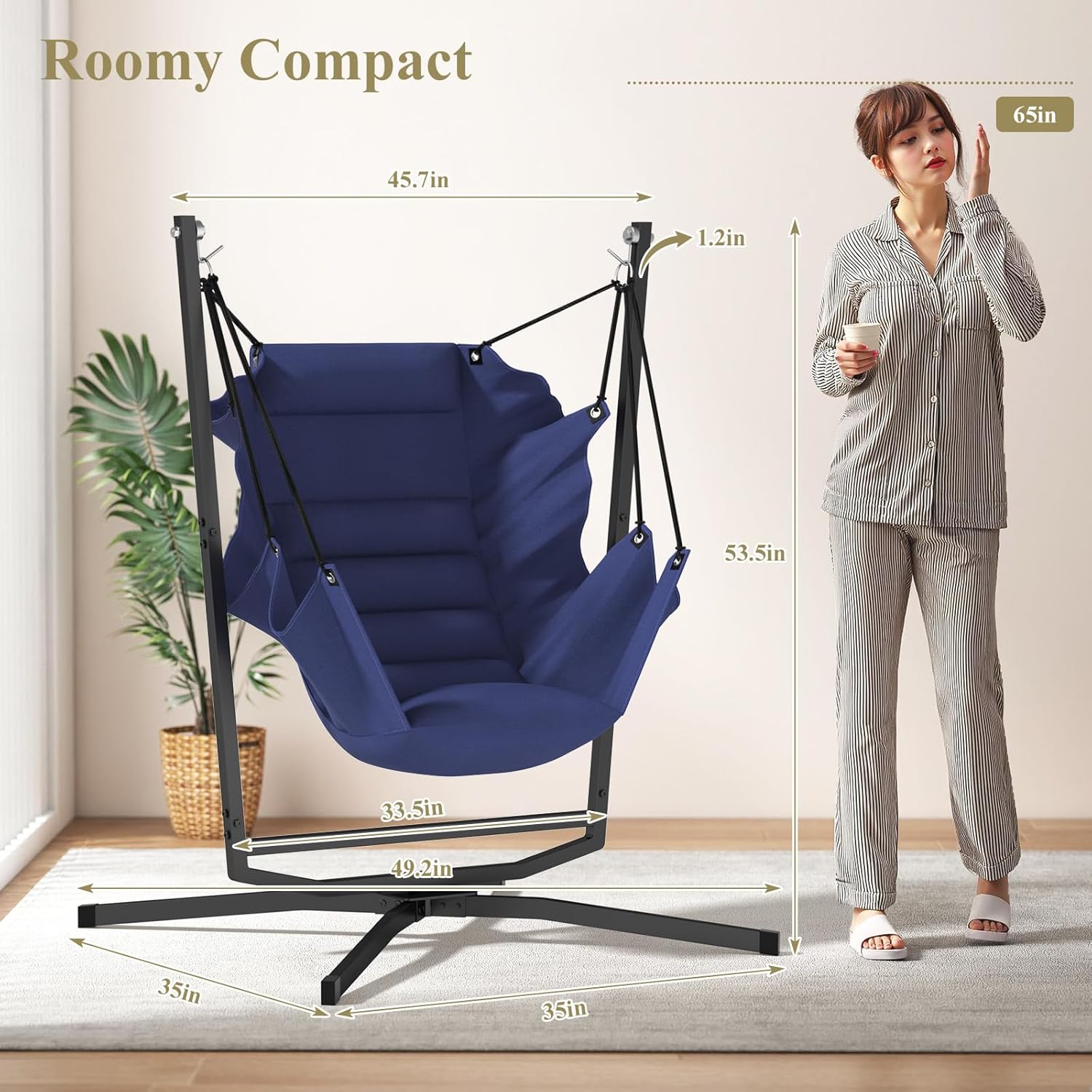 Thumbnail 4 de 360° Swivel Hammock Chair 180kg