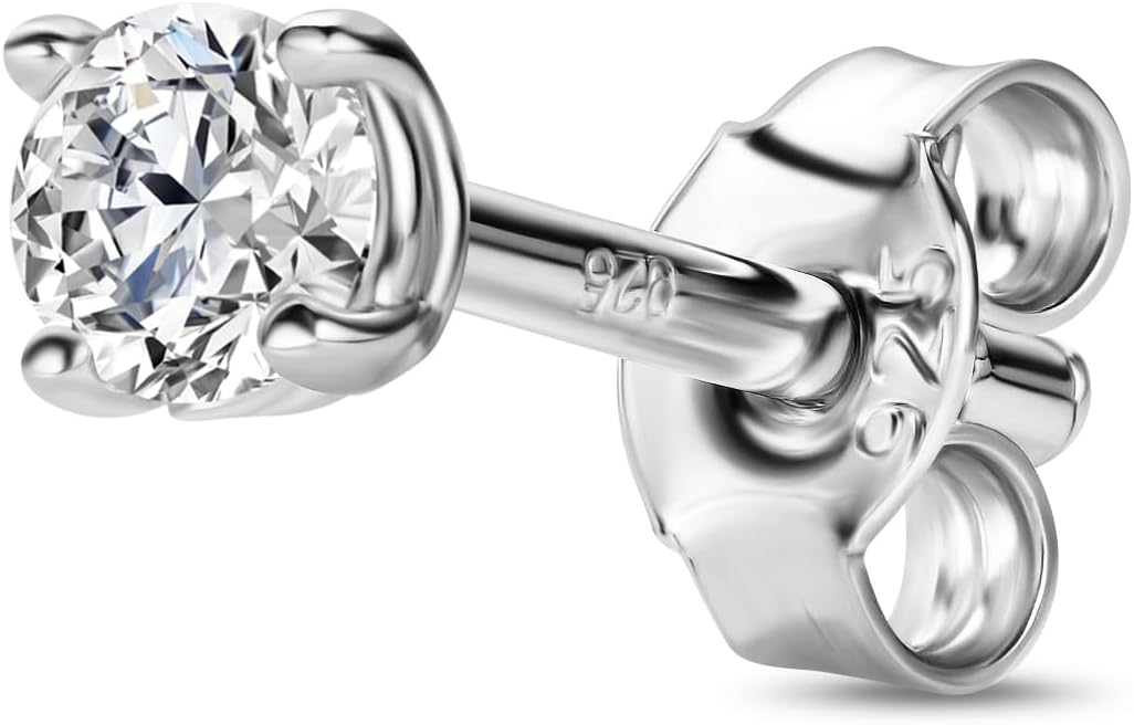 Thumbnail 4 de OREVIO Boucle d'Oreille Mono Moissanite en Argent 925 Plaqué Or 18 Carats – Hypoallergénique