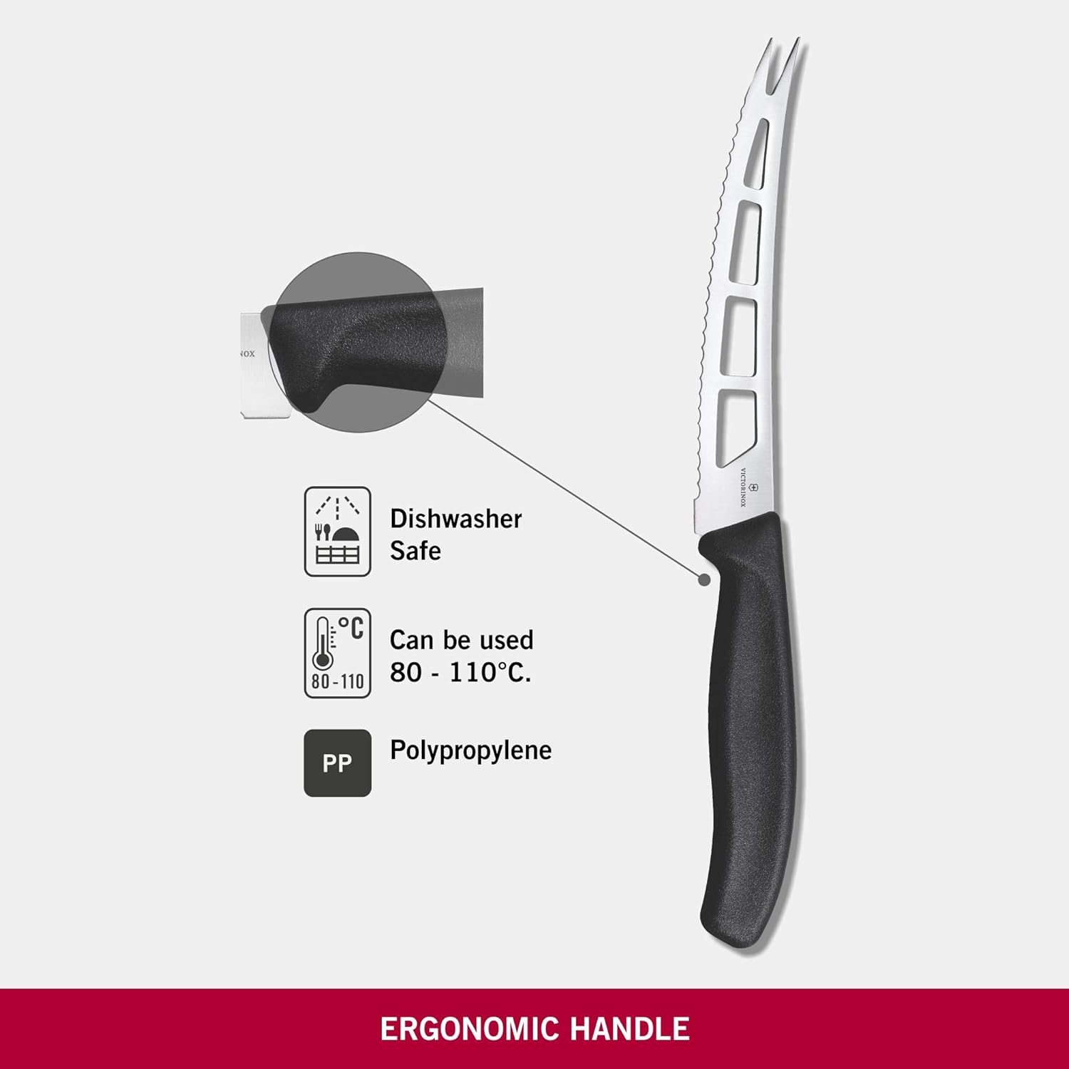 Detalle 2 de Victorinox Swiss Classic, coltello da burro con lama seghettata e punta a forchetta, lavabile in lavastoviglie, nero