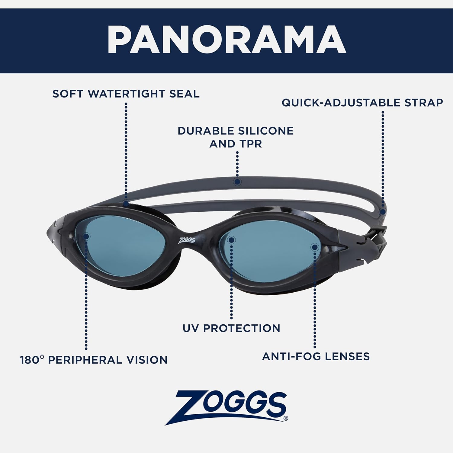 Thumbnail 1 de Zoggs Panorama Swim Goggles with Tinted Lenses