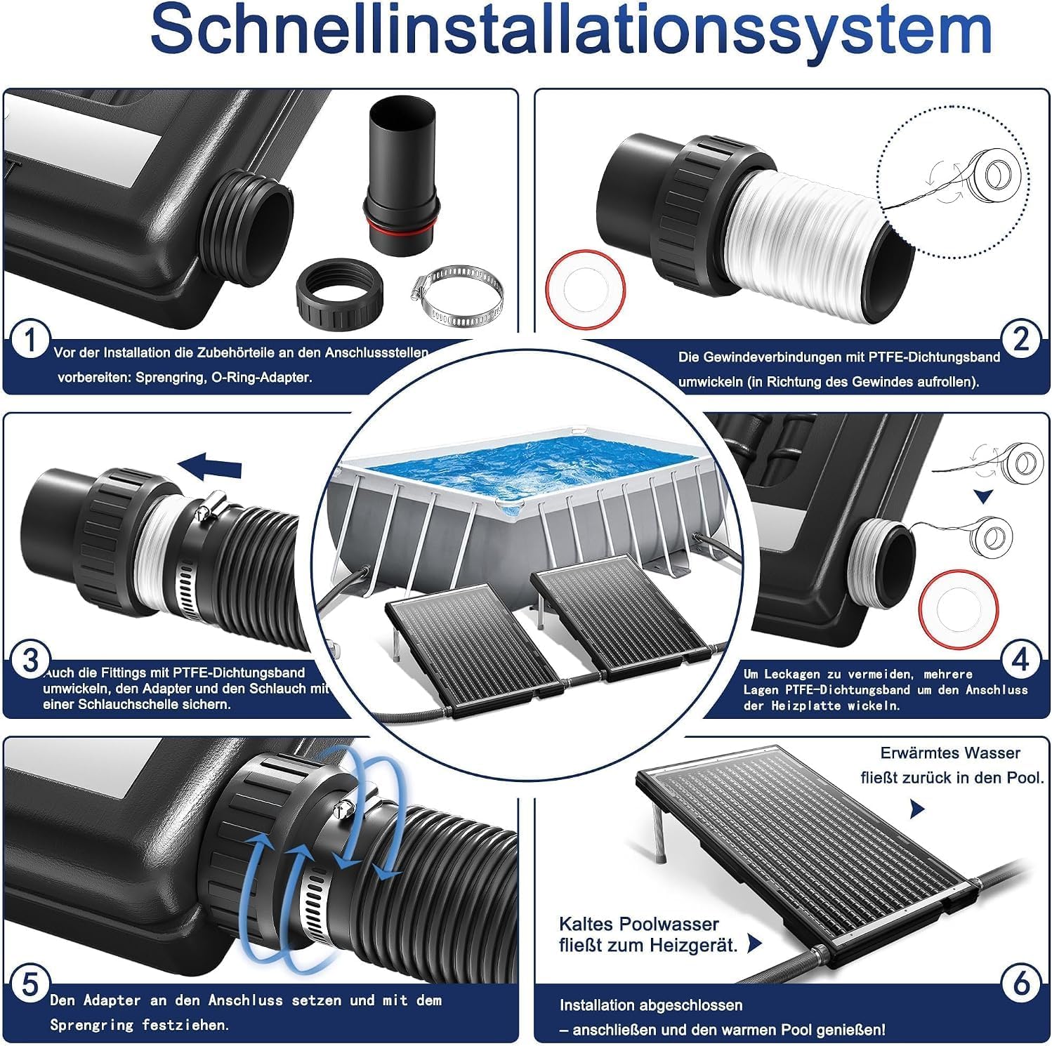 Detalle 1 de UISEBRT Solar Pool Heater, 111.5 x 66 x 6.5 cm, UV-Resistant