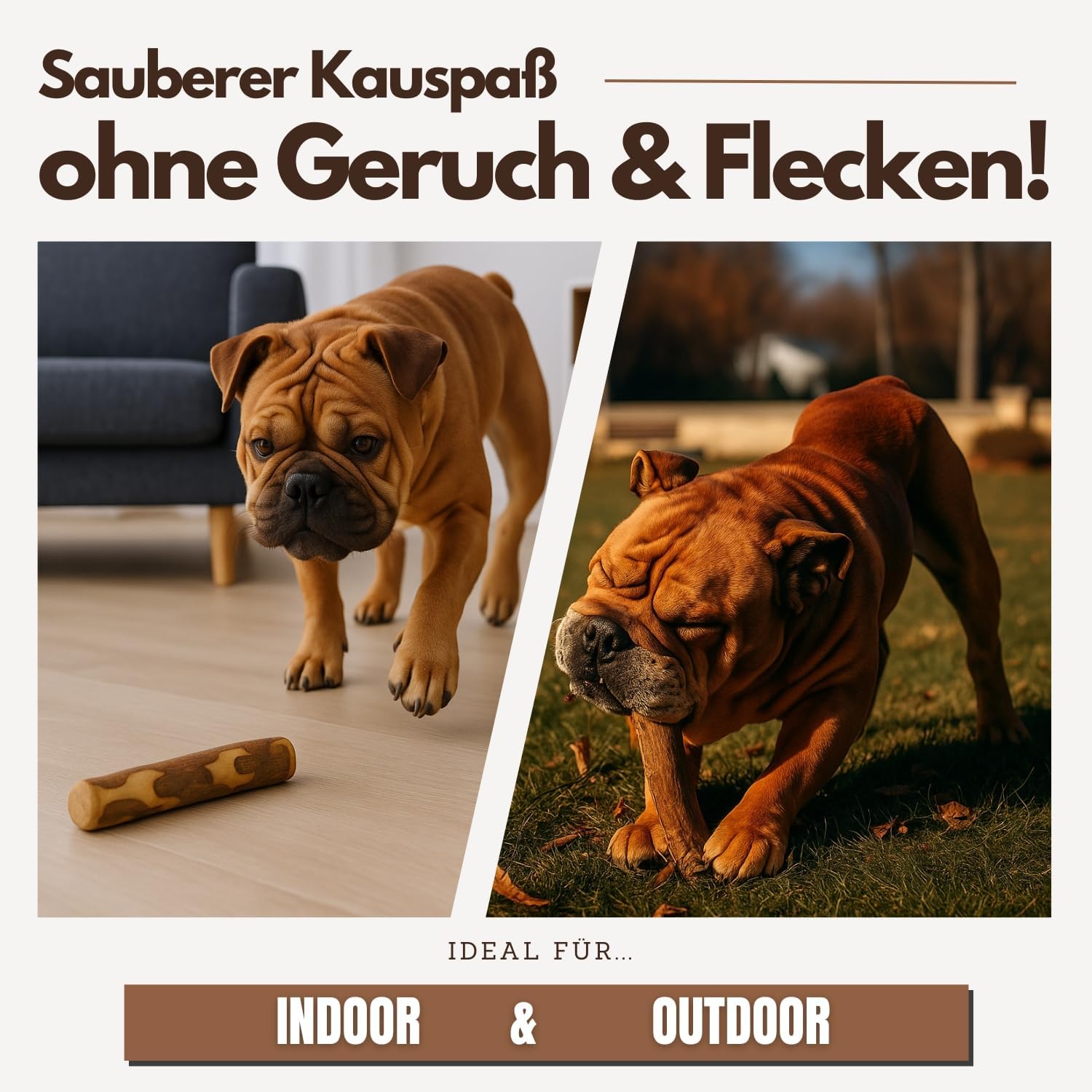 Thumbnail 5 de PetLove Olivenholz für Hunde mit Lachsöl – Kauholz als Hundespielzeug, imprägniert, 2er Pack (Größe M)