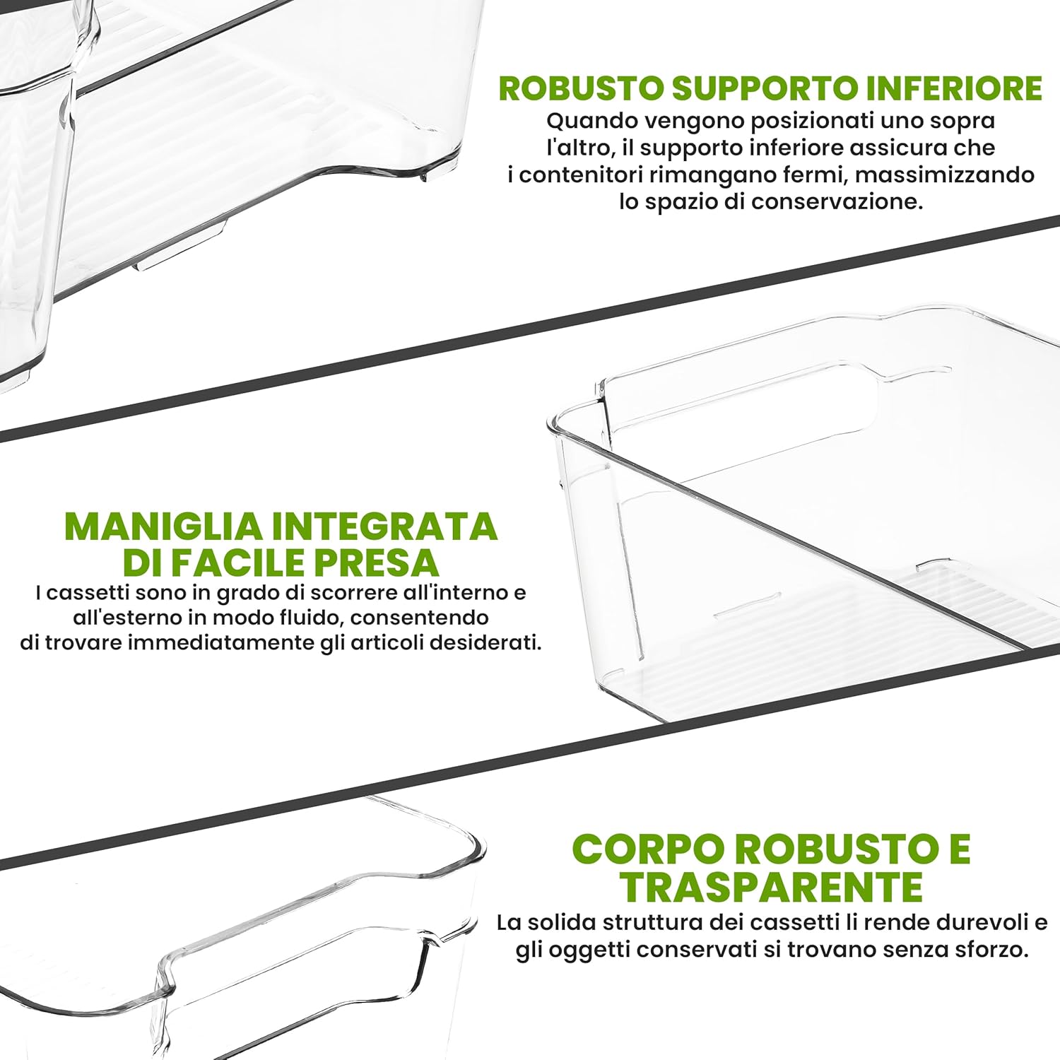 Thumbnail 3 de KICHLY set di 8 cestini organizzatori trasparenti per dispensa (senza BPA)