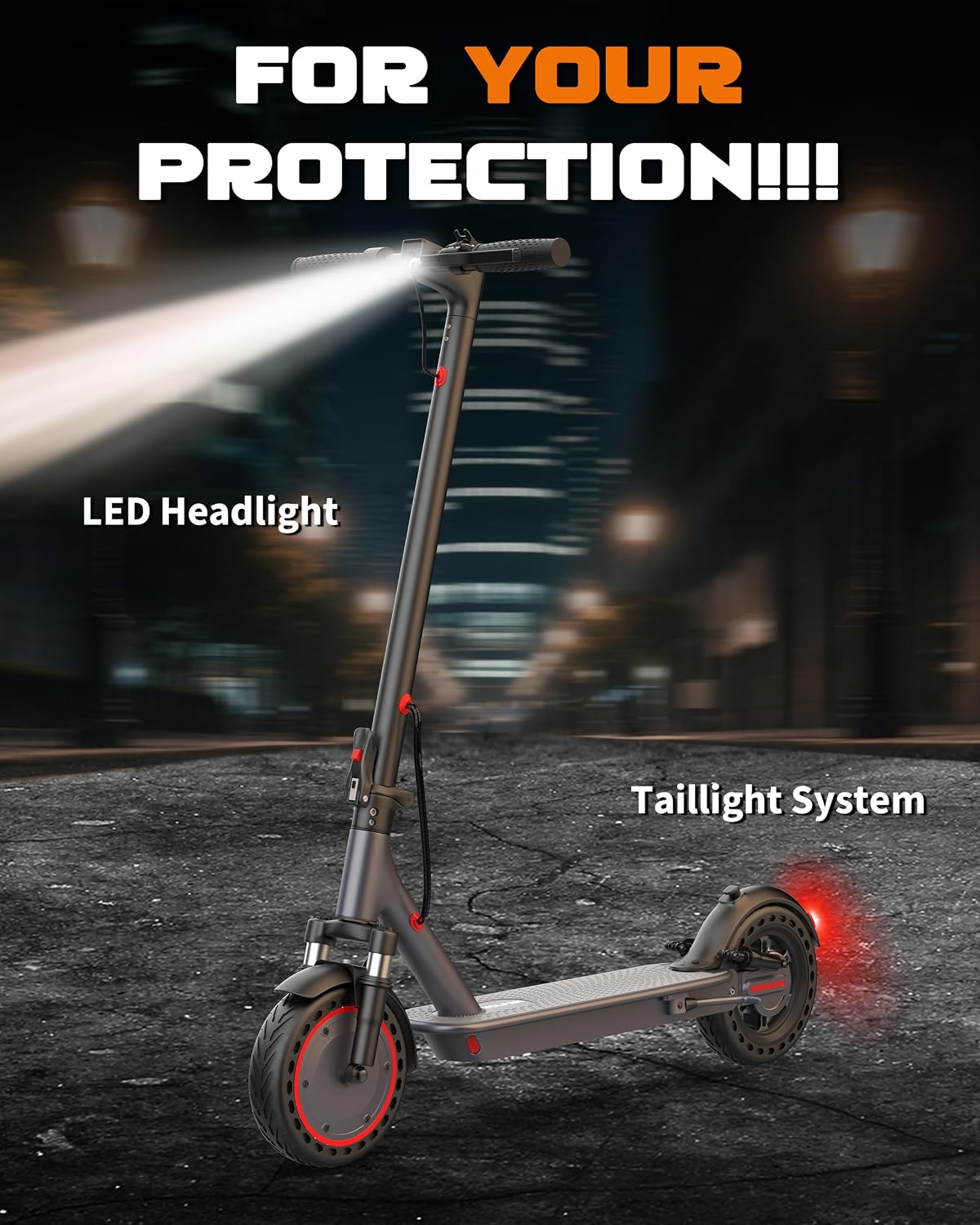 Detalle de VOLPAM SP08 Electric Scooter for Adults, 500W, 10-Inch Solid Tires, Dual Suspension