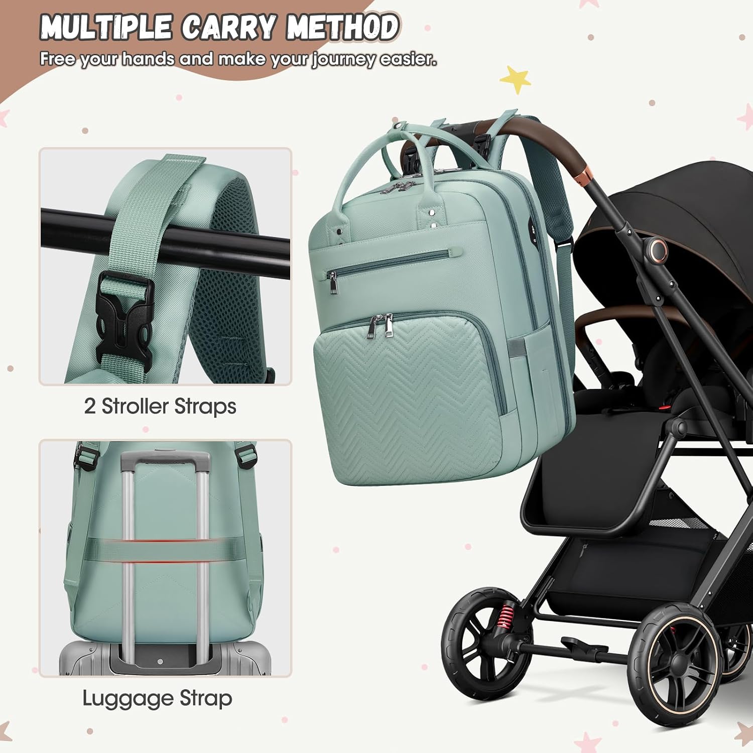 Thumbnail 5 de RAINSMORE Baby Changing Bags Backpack 1pc