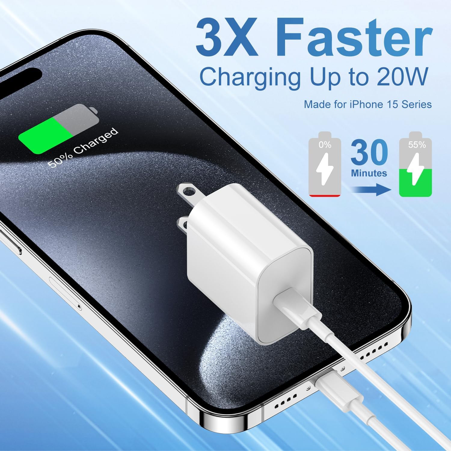 Thumbnail 1 de iPhone 17 Fast Charger 20W with 10ft USB‑C Cable