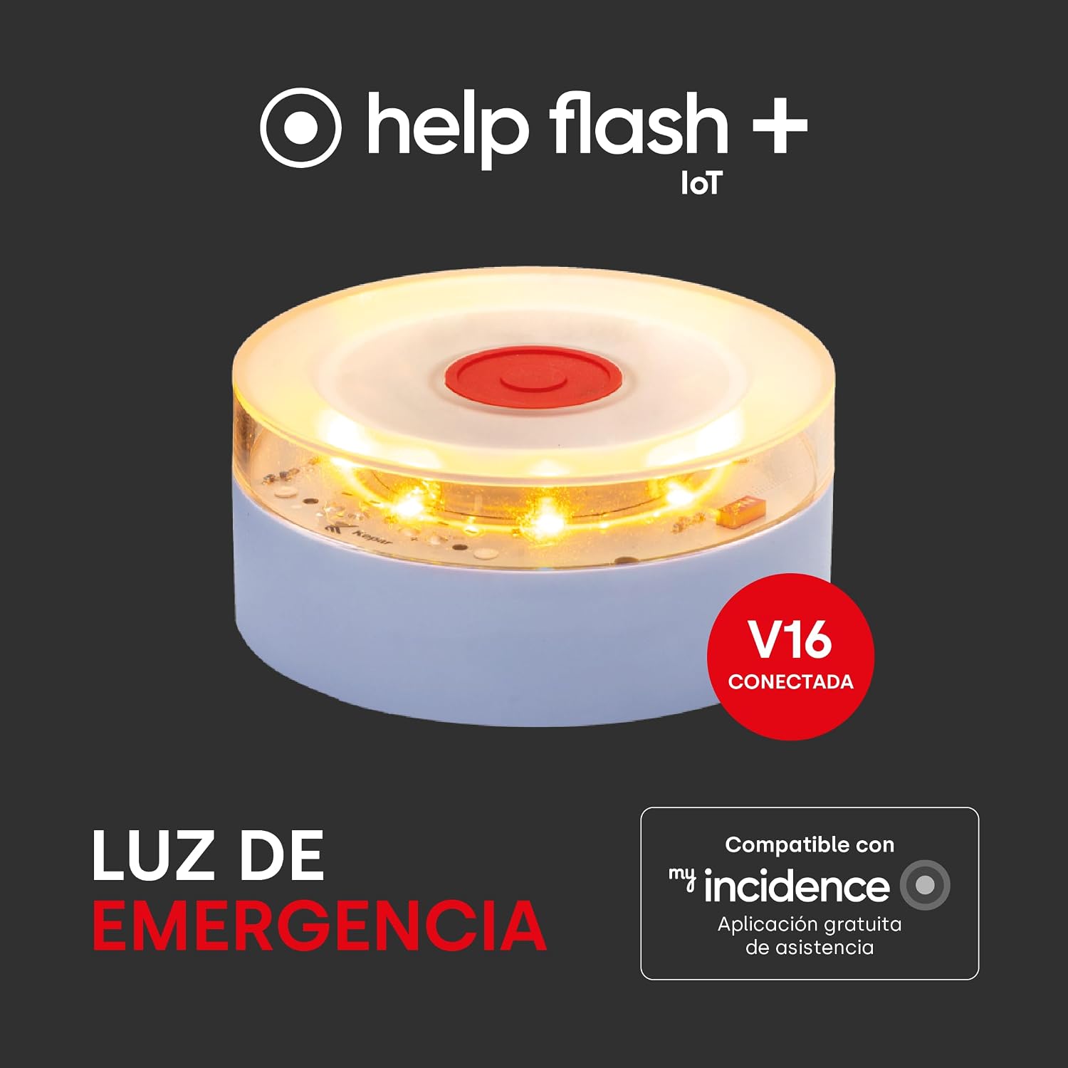 Detalle 2 de Help Flash IoT+: Luz de Emergencia V16 con Geolocalización y conectividad integrada